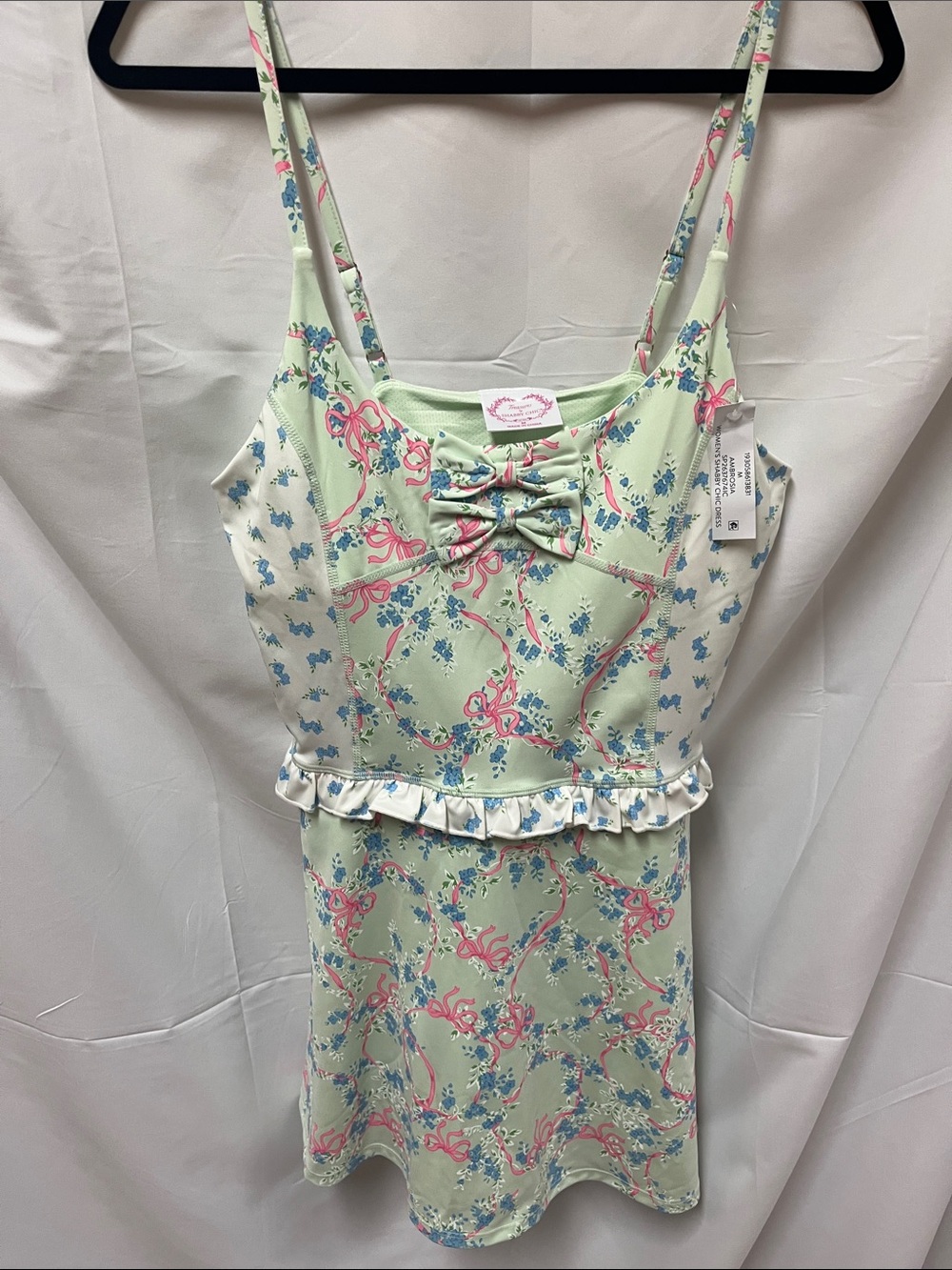 Shabby Chic Mint Floral Bow-Accent Chemise with Pink & Blue